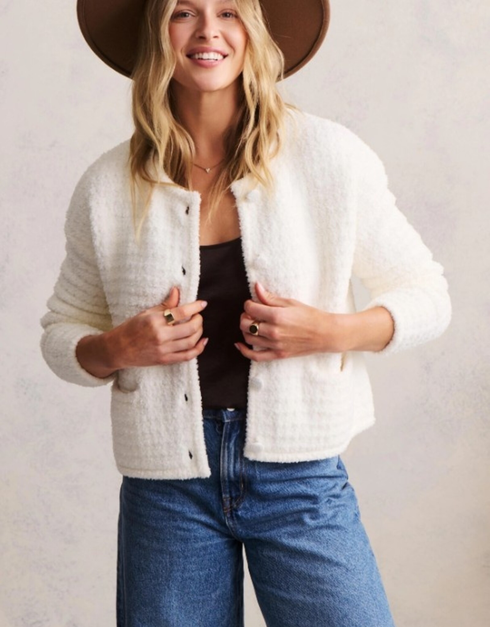 CozyChic Textured Button Front Cardigan