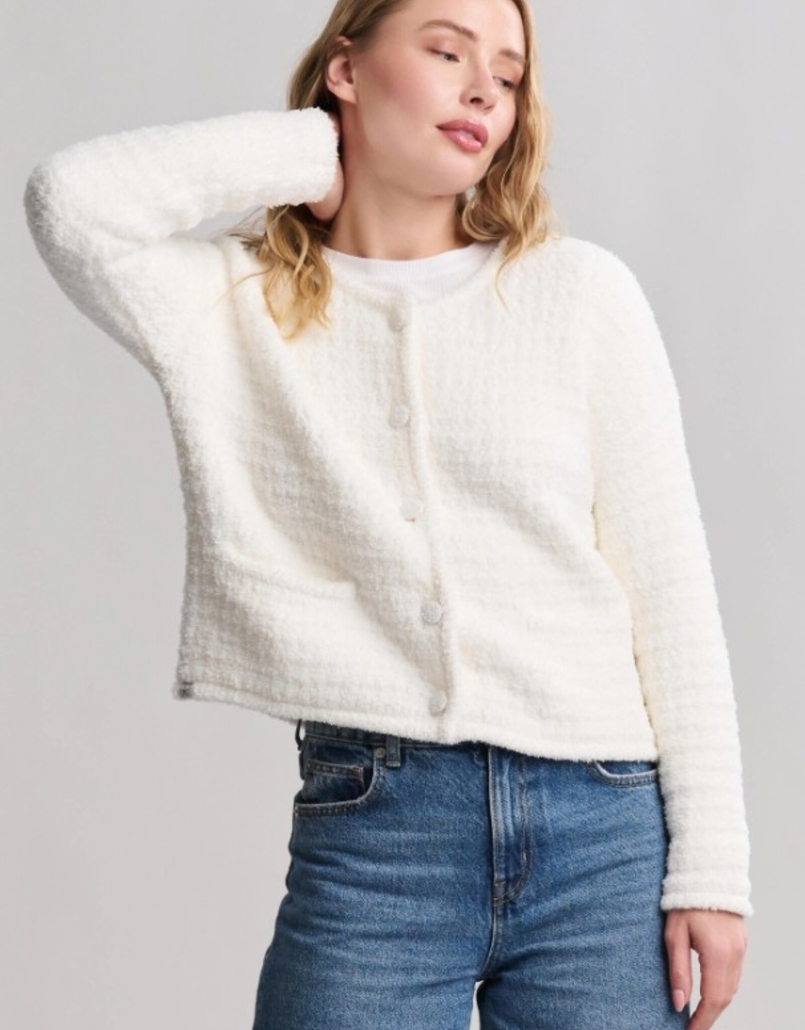 CozyChic Textured Button Front Cardigan