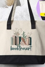 *Booktrovert - Book Reading Introvert Canvas Zipper Tote