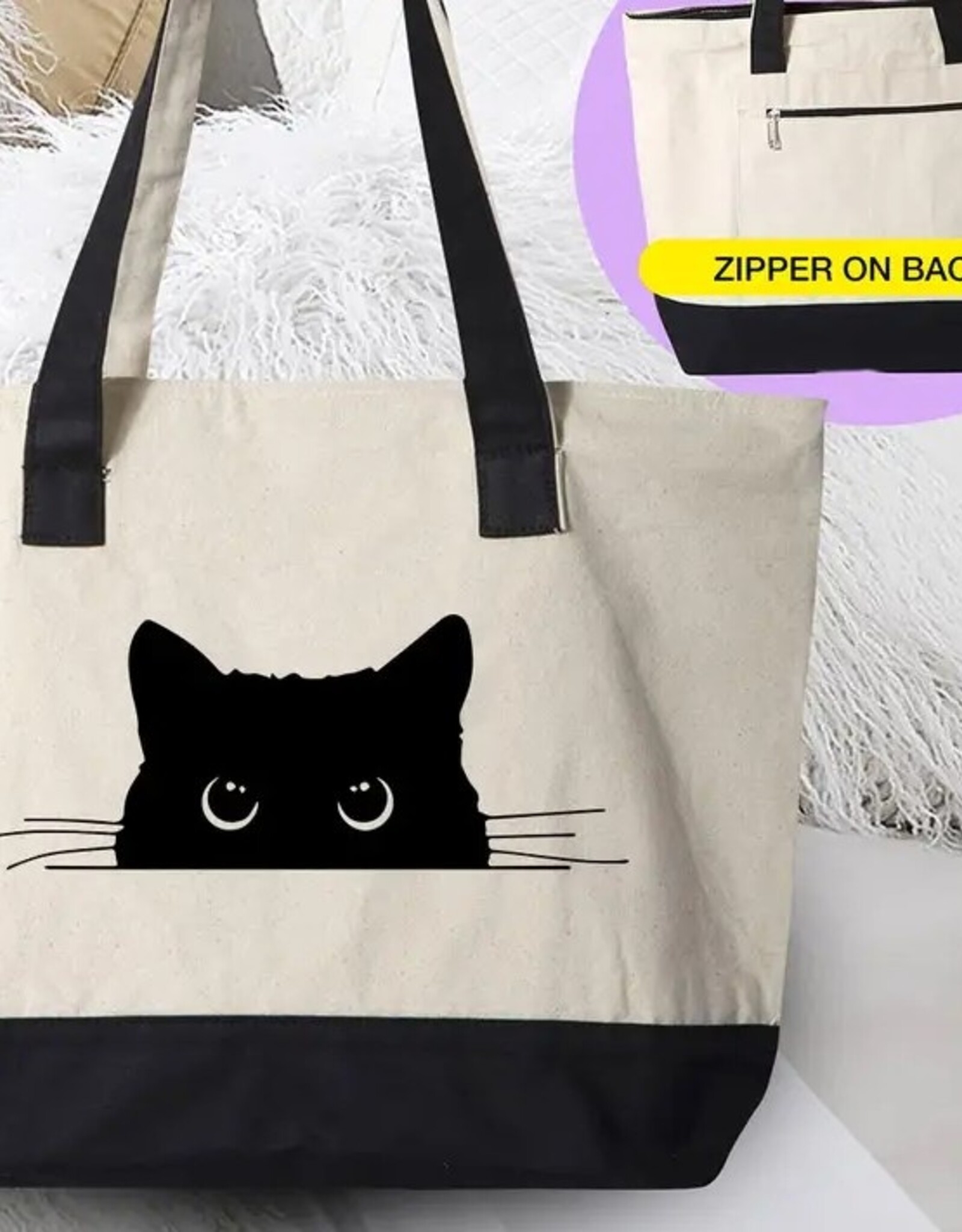 Cat Peaking - Funny Cute Cat Tote Bag