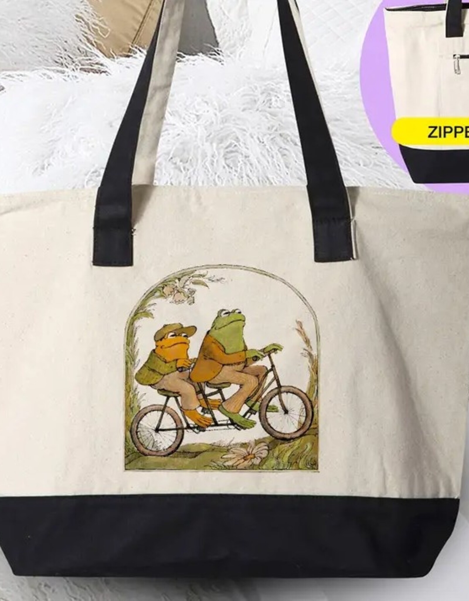Frog and Toad - Cottagecore Meme Canvas Zipper Tote