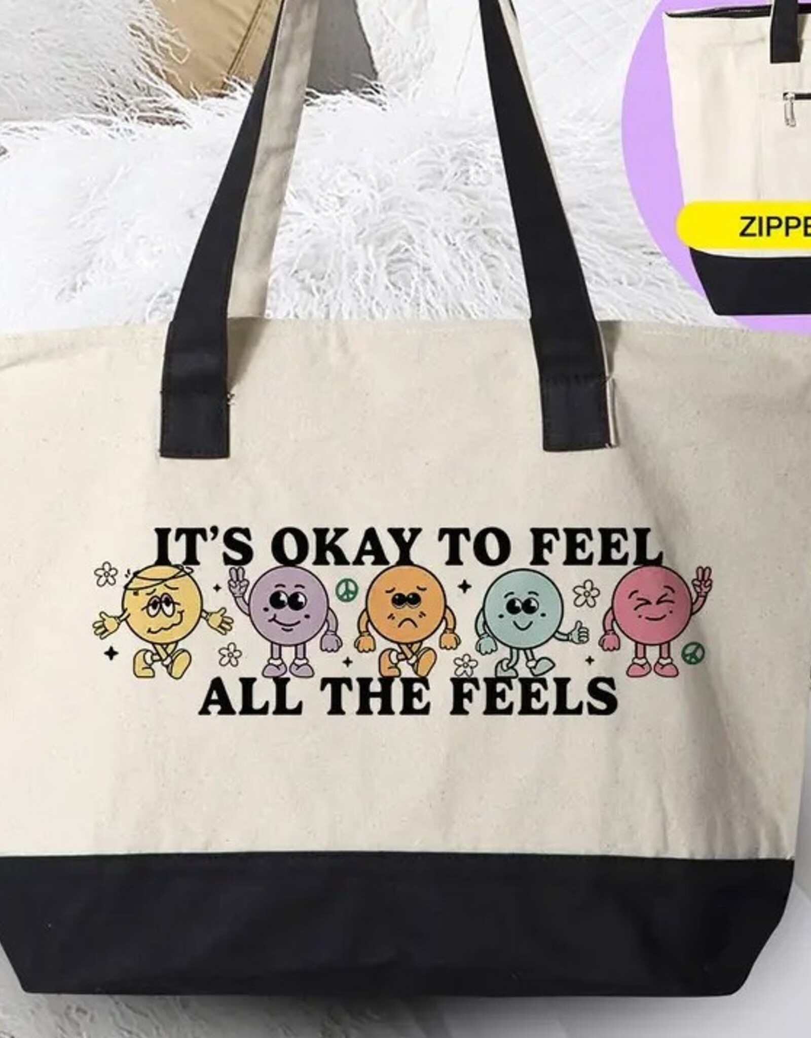 It's Okay To Feel All the Feels - Self Love Canvas Tote