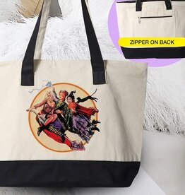 Hocus Pocus Flying - Halloween Canvas Zipper Tote Bag Hocus Pocus Flying - Halloween Canvas Zipper Tote Bag