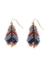 Beaded Handwoven Gilded Feather Earrings |