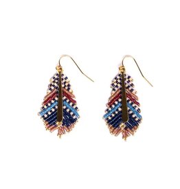 Beaded Handwoven Gilded Feather Earrings |