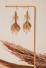 Beaded Handwoven Gilded Feather Earrings |