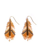 Beaded Handwoven Gilded Feather Earrings |