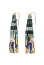Beaded Handwoven Abstract Fringe Earrings (Emerald)