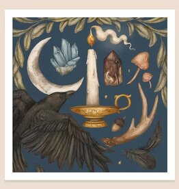 10" X 10" Crow and Moon Print