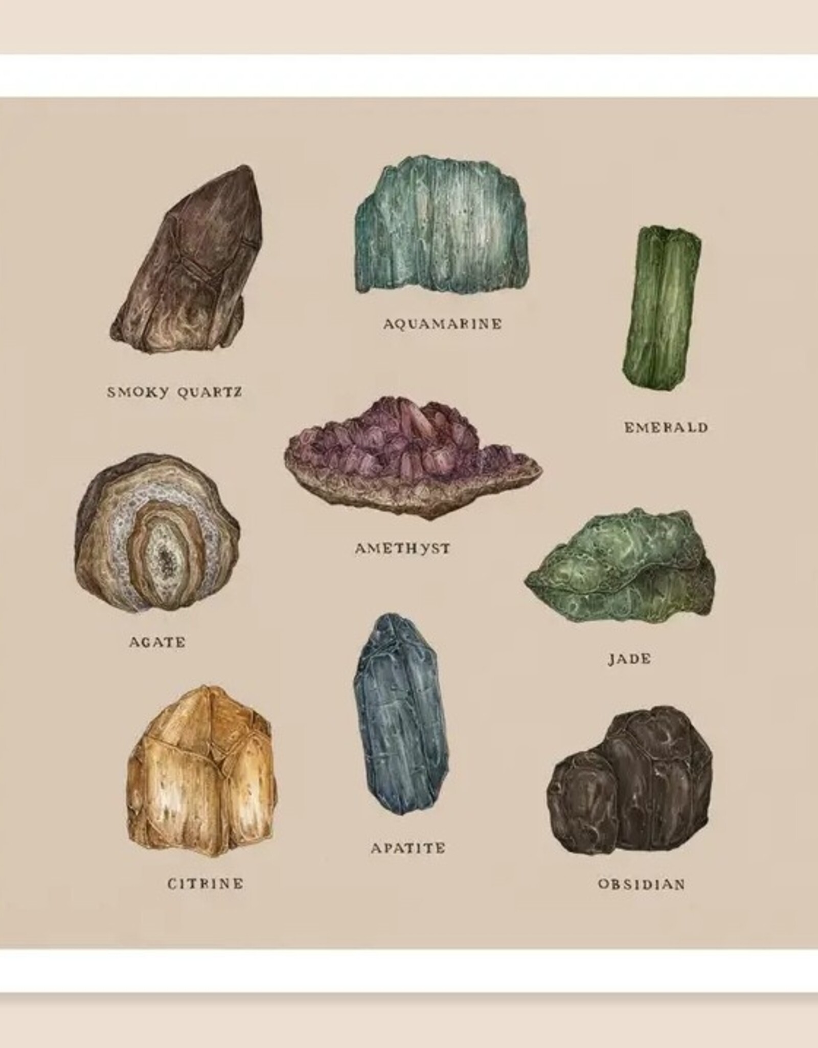 10” X 10” Gems and Minerals Print