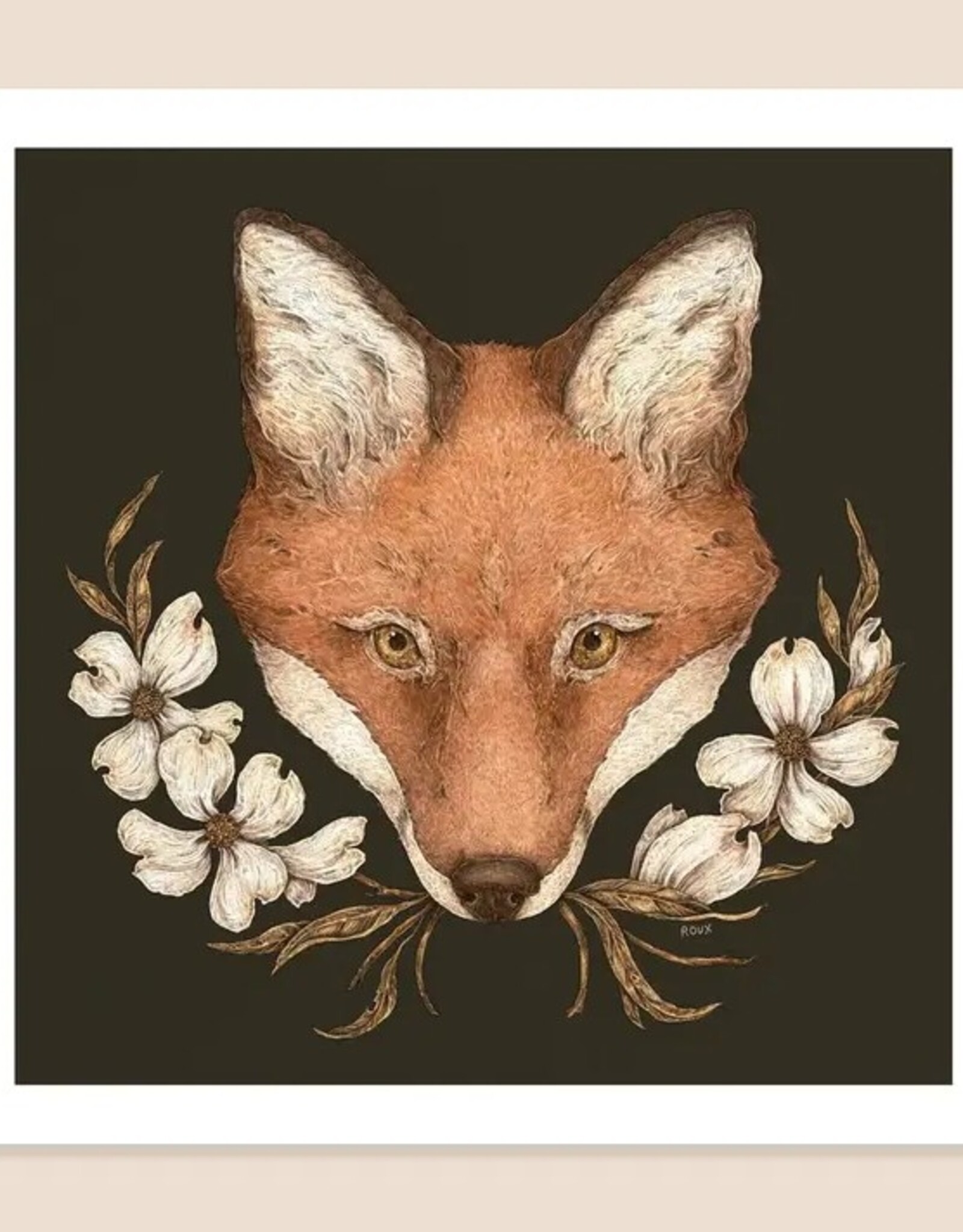12” x 12” Fox and Dogwoods Print
