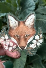 2.5" X 2.5" Fox and Dogwoods Semi-Transparent Sticker