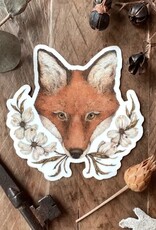 2.5" X 2.5" Fox and Dogwoods Semi-Transparent Sticker