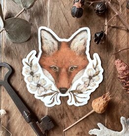 2.5" X 2.5" Fox and Dogwoods Semi-Transparent Sticker