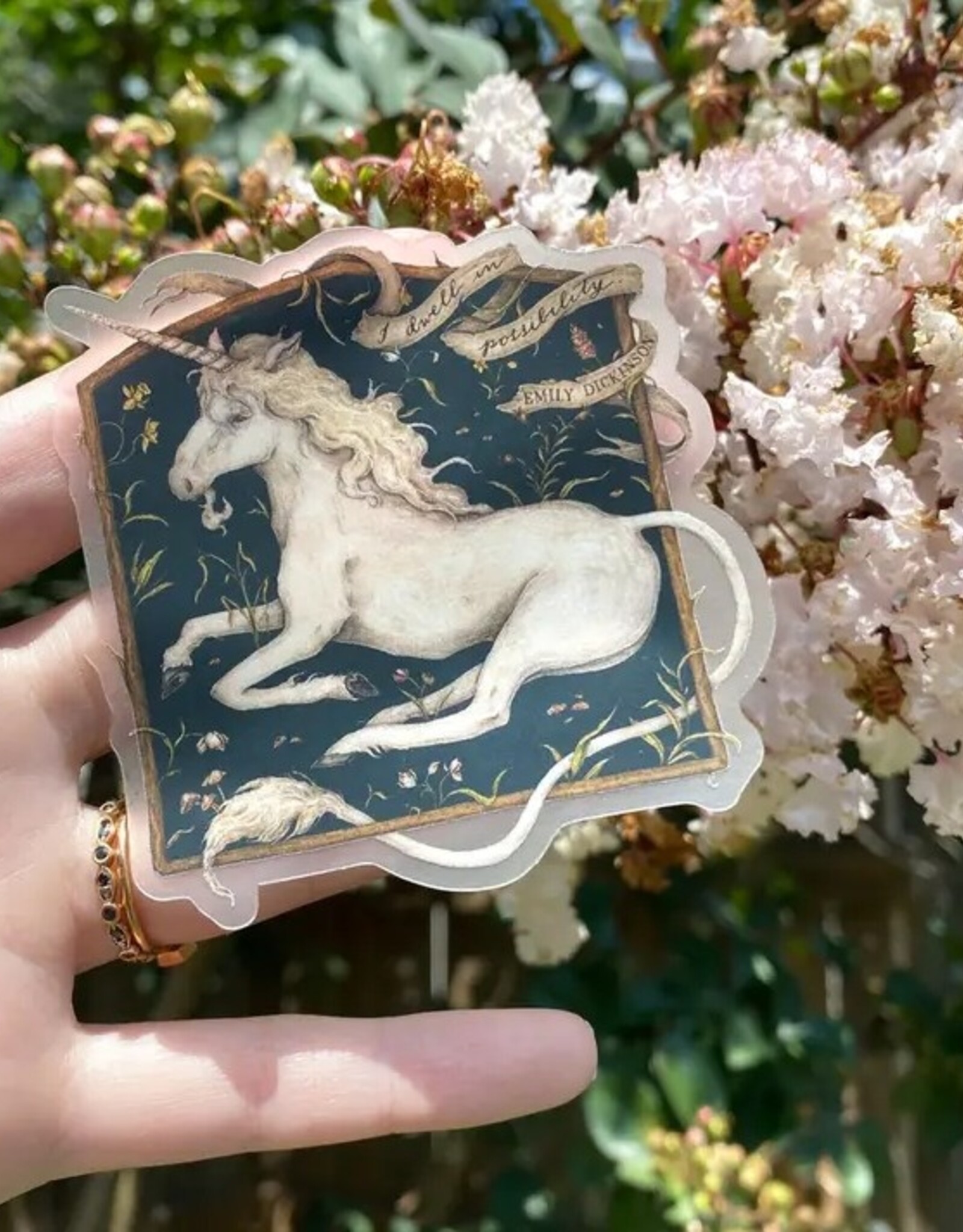 3" X 3" I Dwell in Possibility Unicorn Sticker