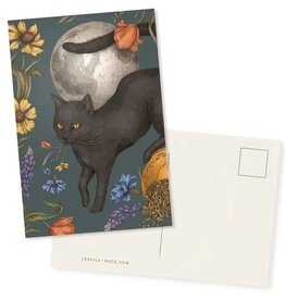 4” X 6” Black Cat and Full Moon Postcard