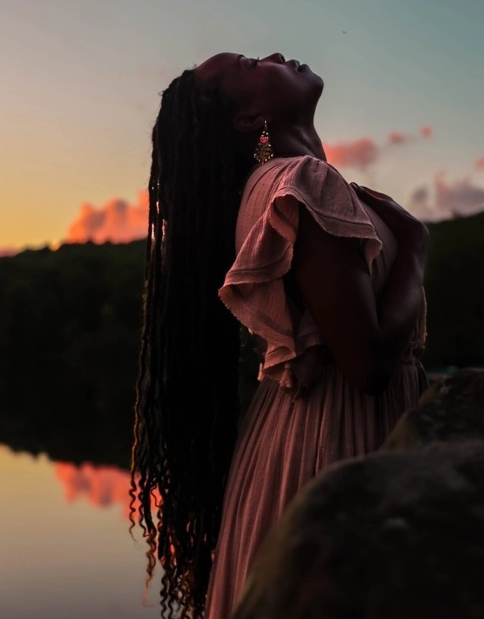 Beaded Handwoven Night Bloom Drop Earrings (Midnight)