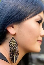Beaded Handwoven Tribal Diamond Fringe Earrings (Black/Gold) Beaded Handwoven Tribal Diamond Fringe Earrings (Black/Gold)