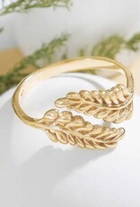 -Adjustable Sprig Leaf Ring |