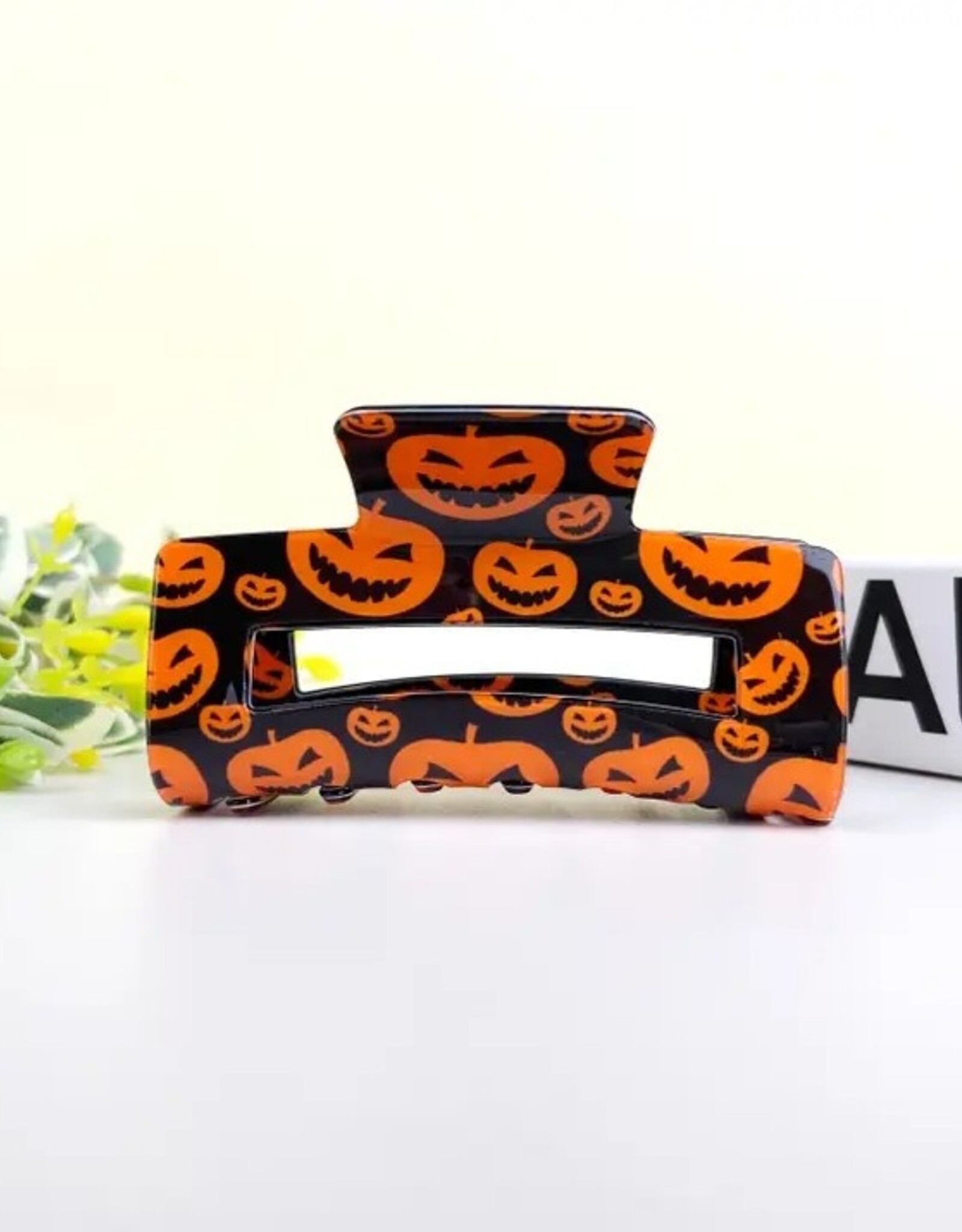 Halloween Rectangular Ghost Skull Hair Claw Clip |