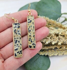 Crystal Bar Earrings | Dalmation Jasper