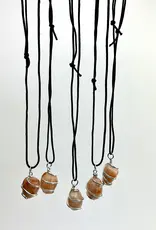 Tumbled Stone Pendant - Black Cord