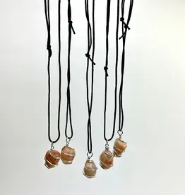 Tumbled Stone Pendant - Black Cord