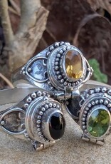Gothic Oval Gemstone Poison Vessel Ring | Sterling Silver |