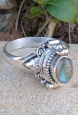 -Oval Poison Ring - Sterling Silver and Gemstone |