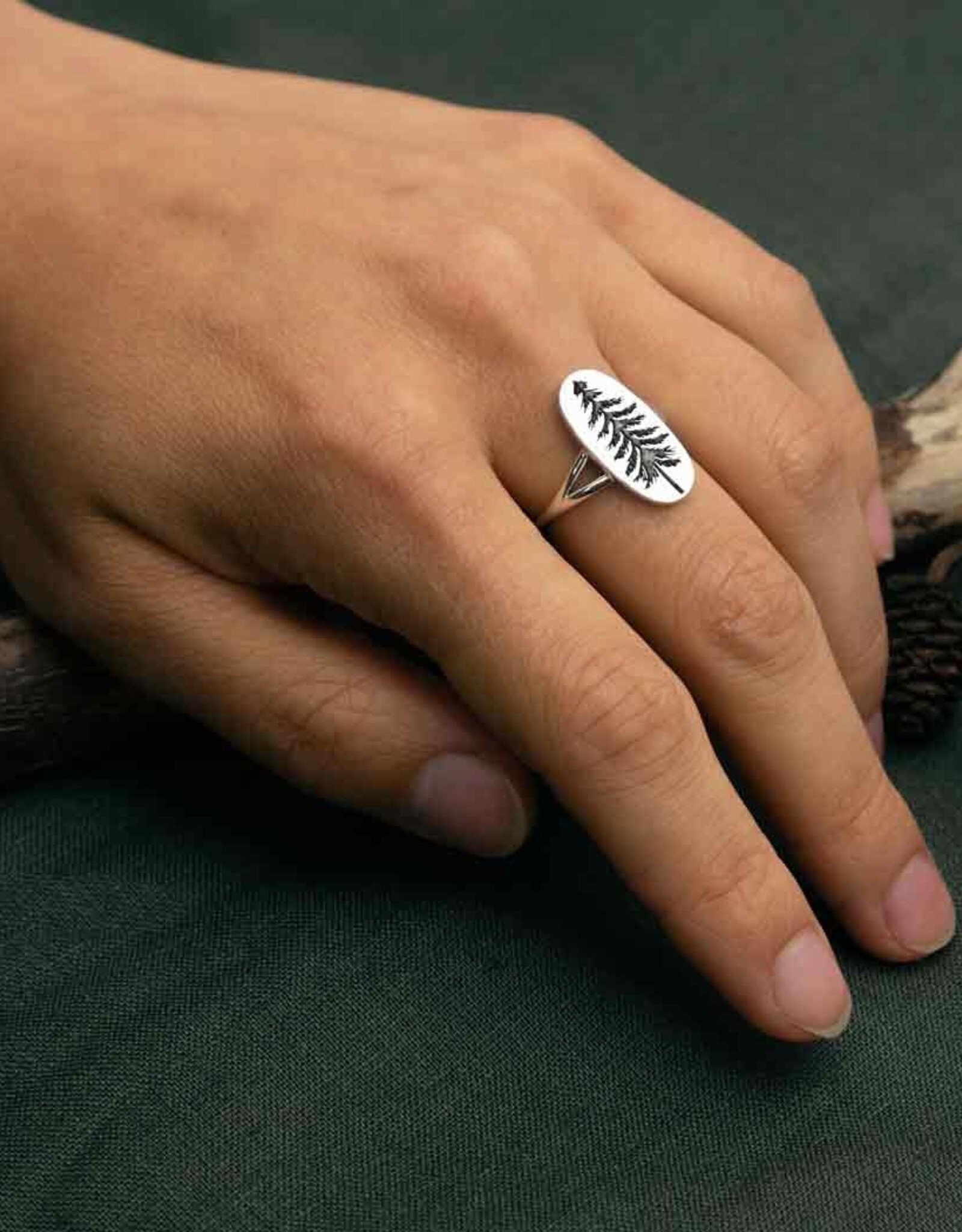 -Etched Pine Tree Ring |
