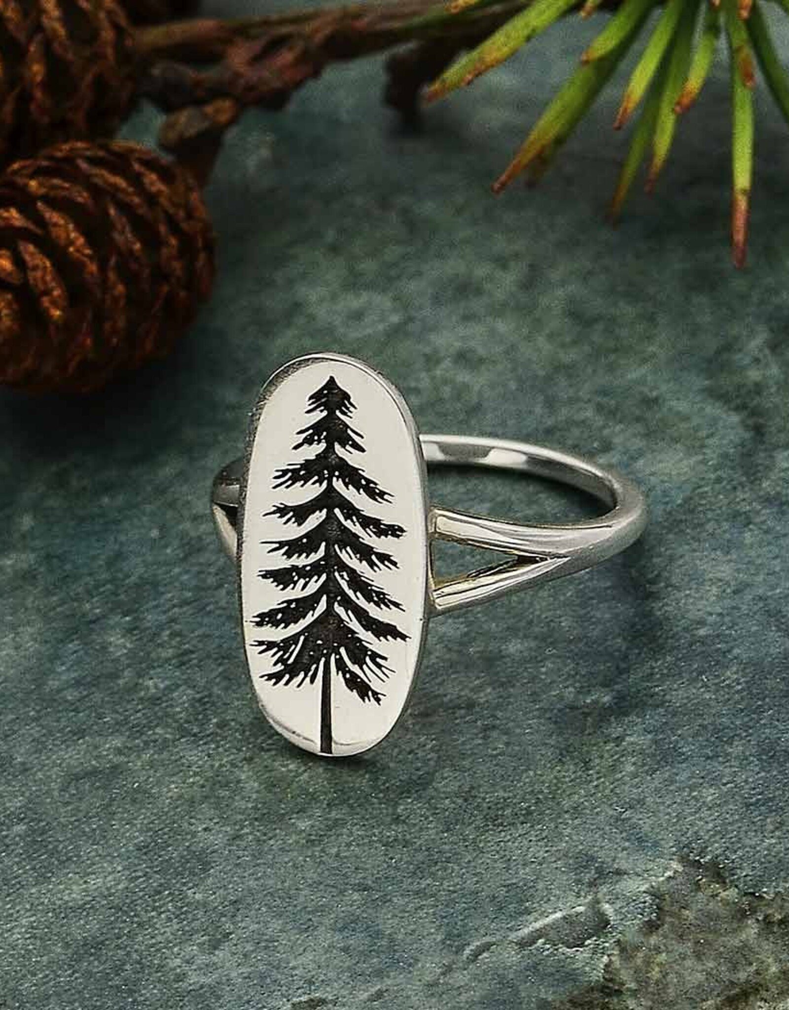 -Etched Pine Tree Ring |