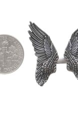 -Sterling Silver Adjustable Detailed Angel Wing Ring