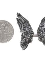 Sterling Silver Adjustable Detailed Angel Wing Ring