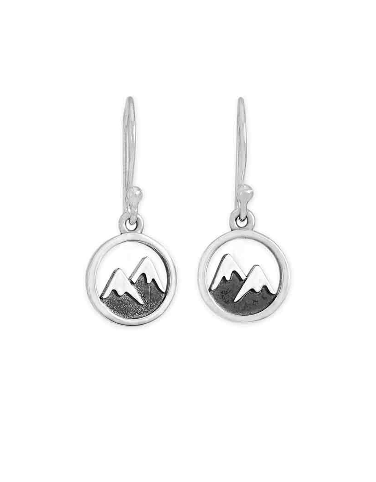 -Sterling Silver Snow Capped Mountain Dangle Earring 24x10mm