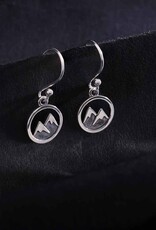 -Sterling Silver Snow Capped Mountain Dangle Earring 24x10mm