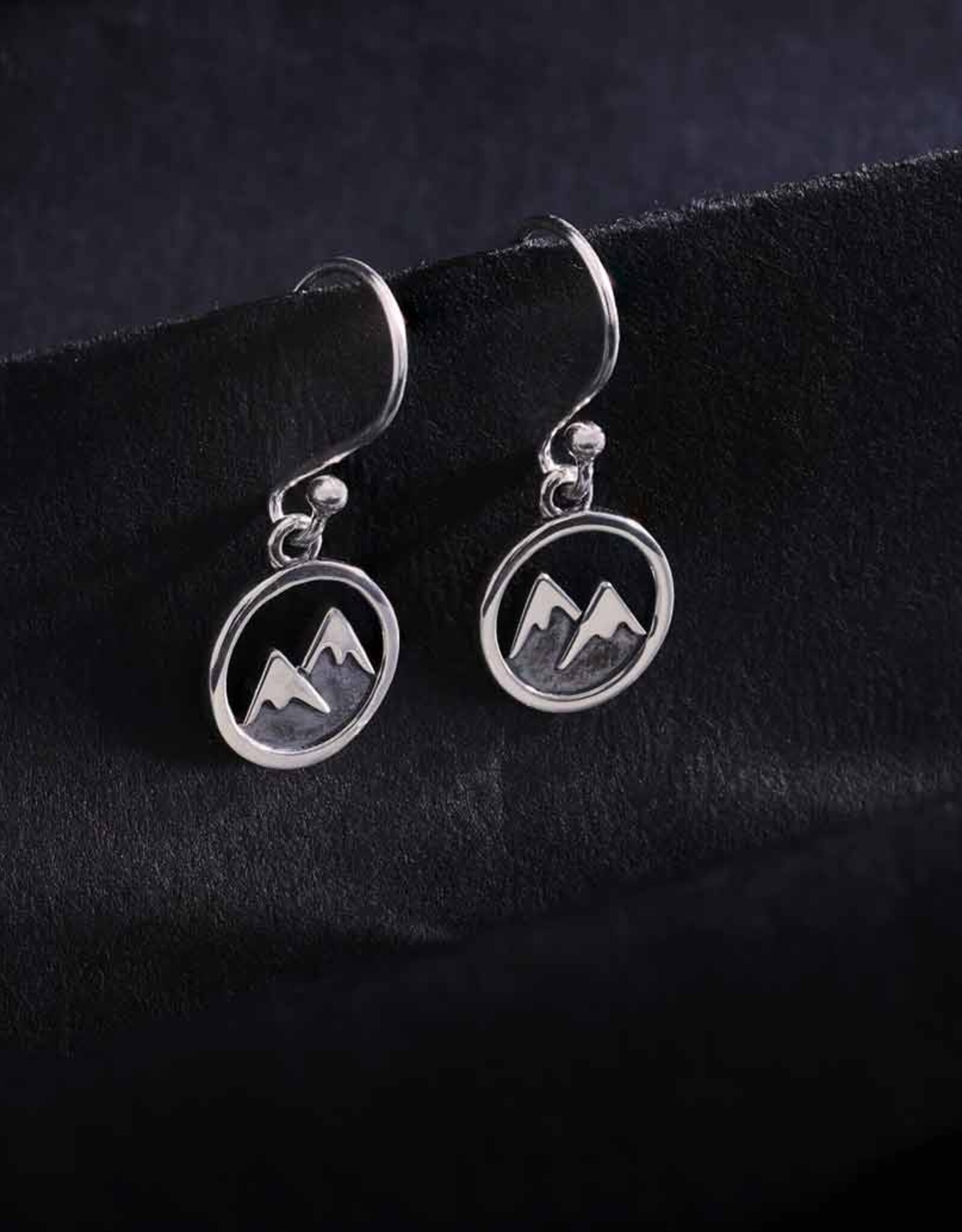 -Sterling Silver Snow Capped Mountain Dangle Earring 24x10mm