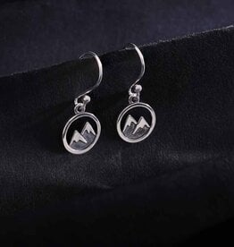 *Sterling Silver Snow Capped Mountain Dangle Earring 24x10mm