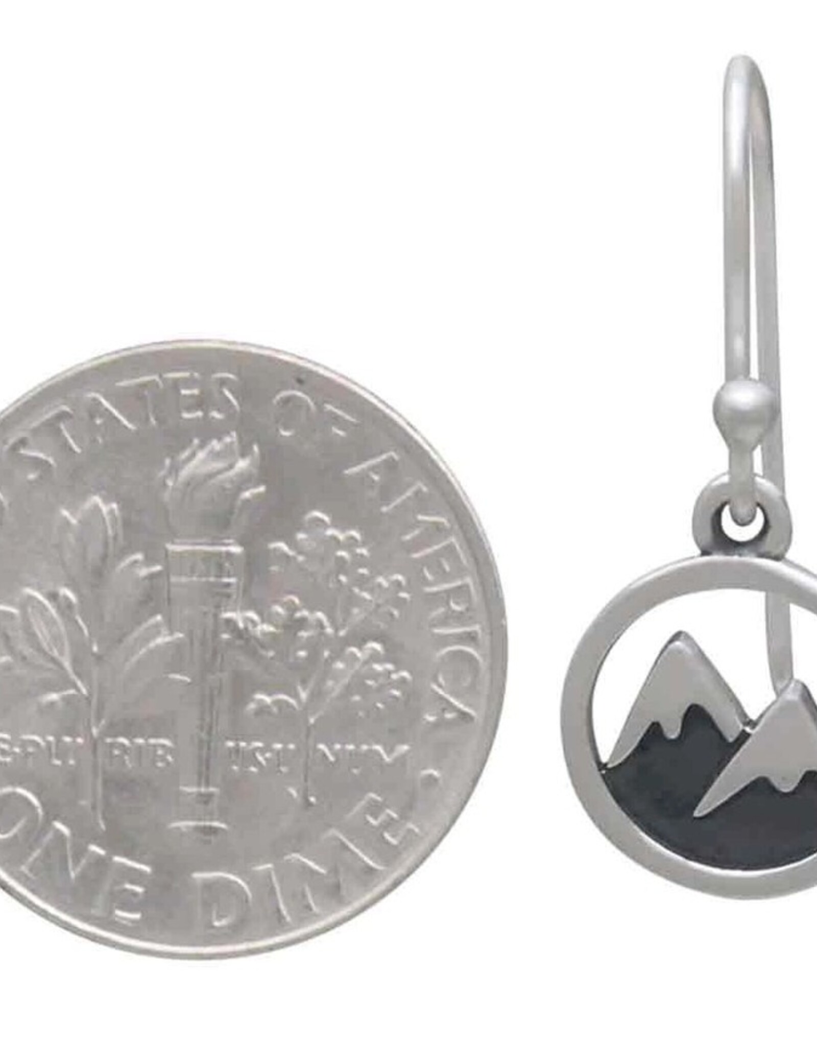 *Sterling Silver Snow Capped Mountain Dangle Earring 24x10mm