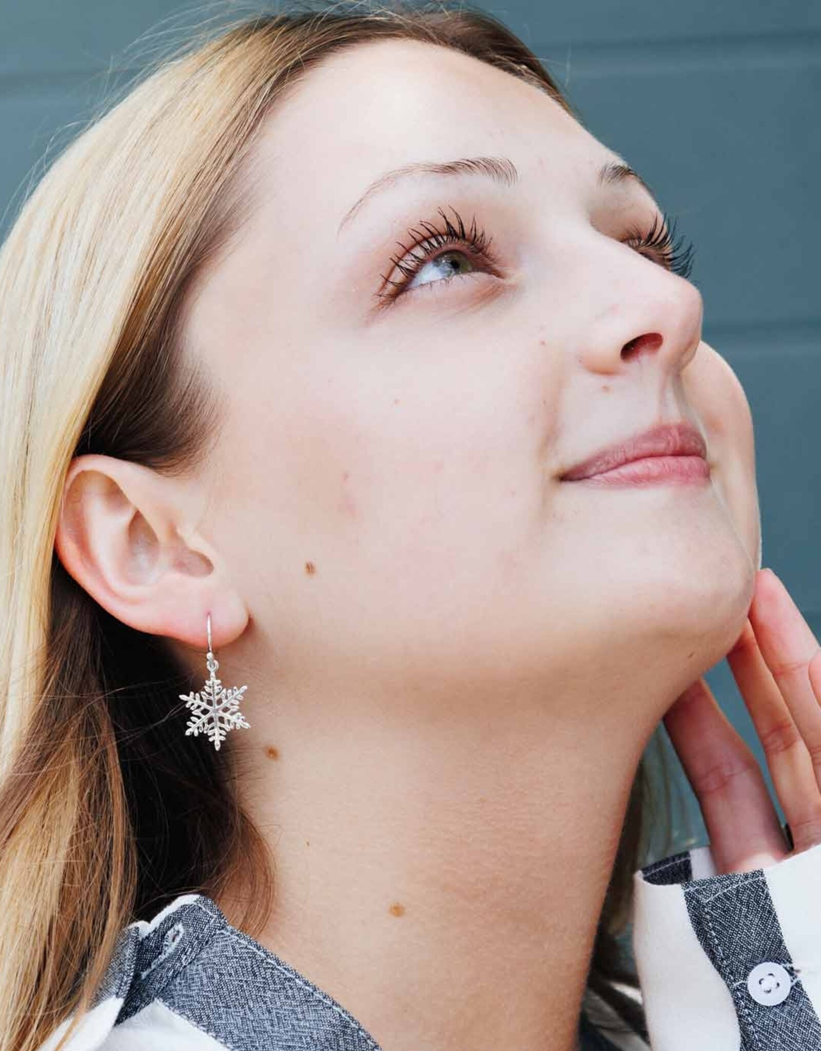 -Sterling Silver Snowflake Dangle Earrings