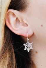 -Sterling Silver Snowflake Dangle Earrings