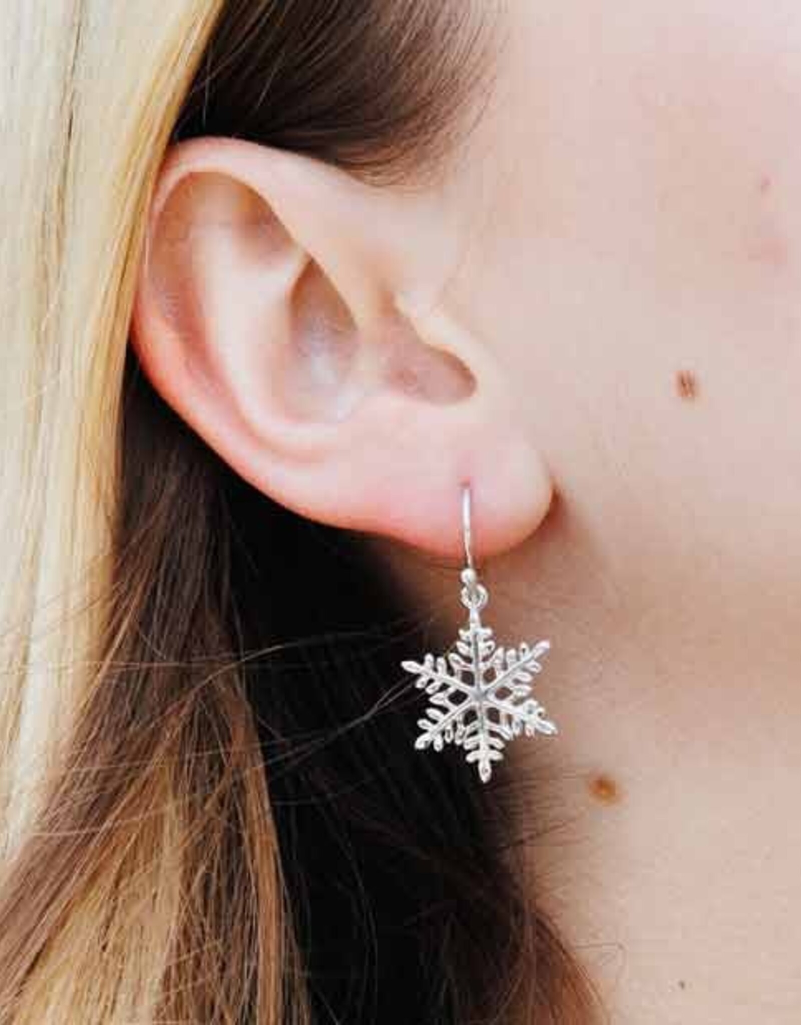 -Sterling Silver Snowflake Dangle Earrings
