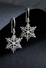-Sterling Silver Snowflake Dangle Earrings