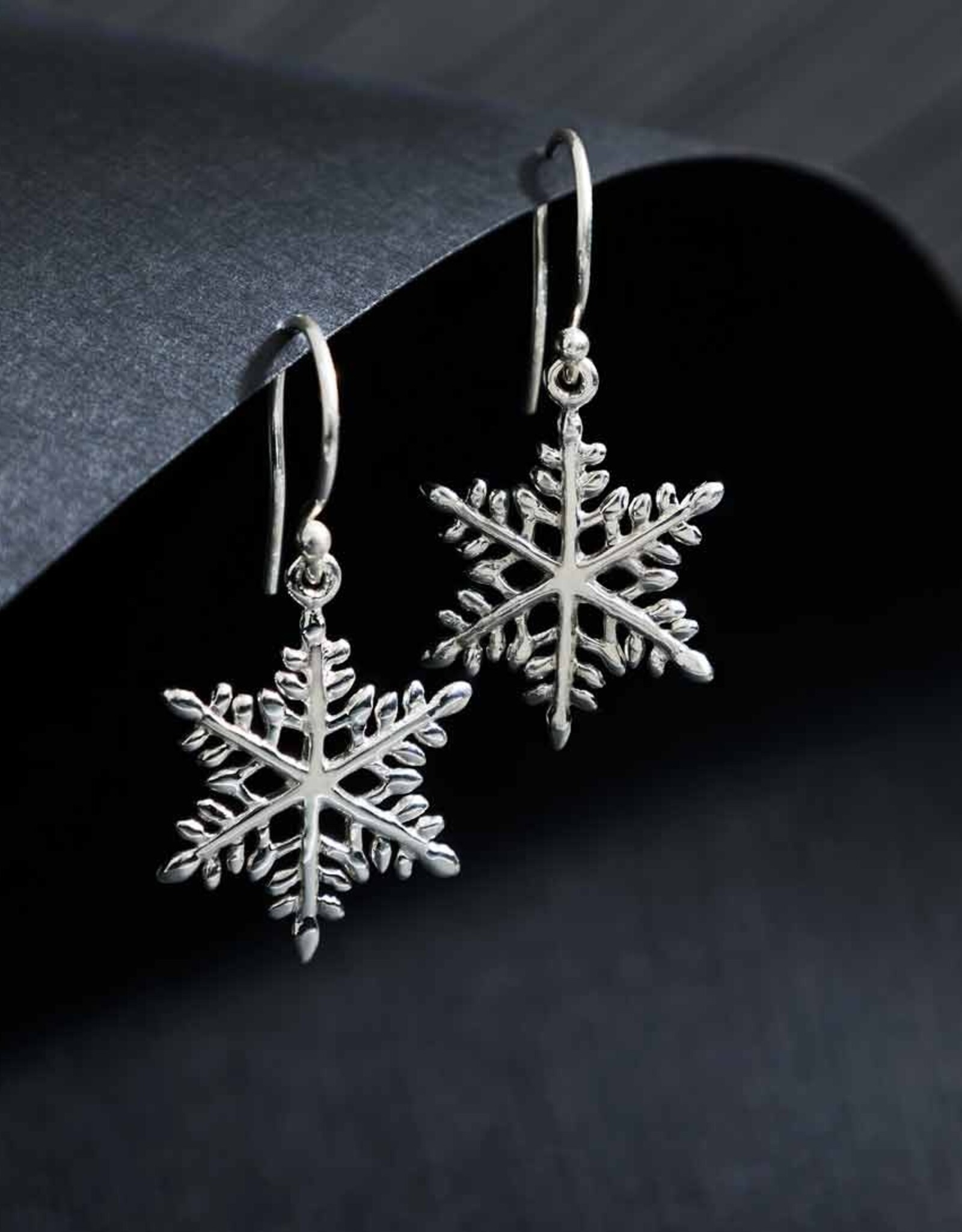 -Sterling Silver Snowflake Dangle Earrings