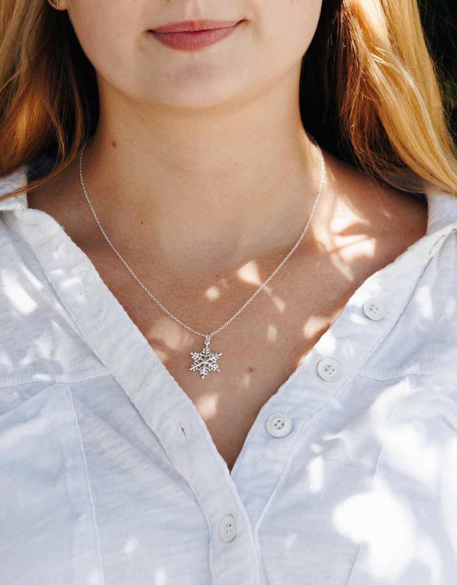 -Sterling Silver Snowflake Necklace