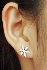 -Sterling Silver Snowflake Post Earrings 11mm