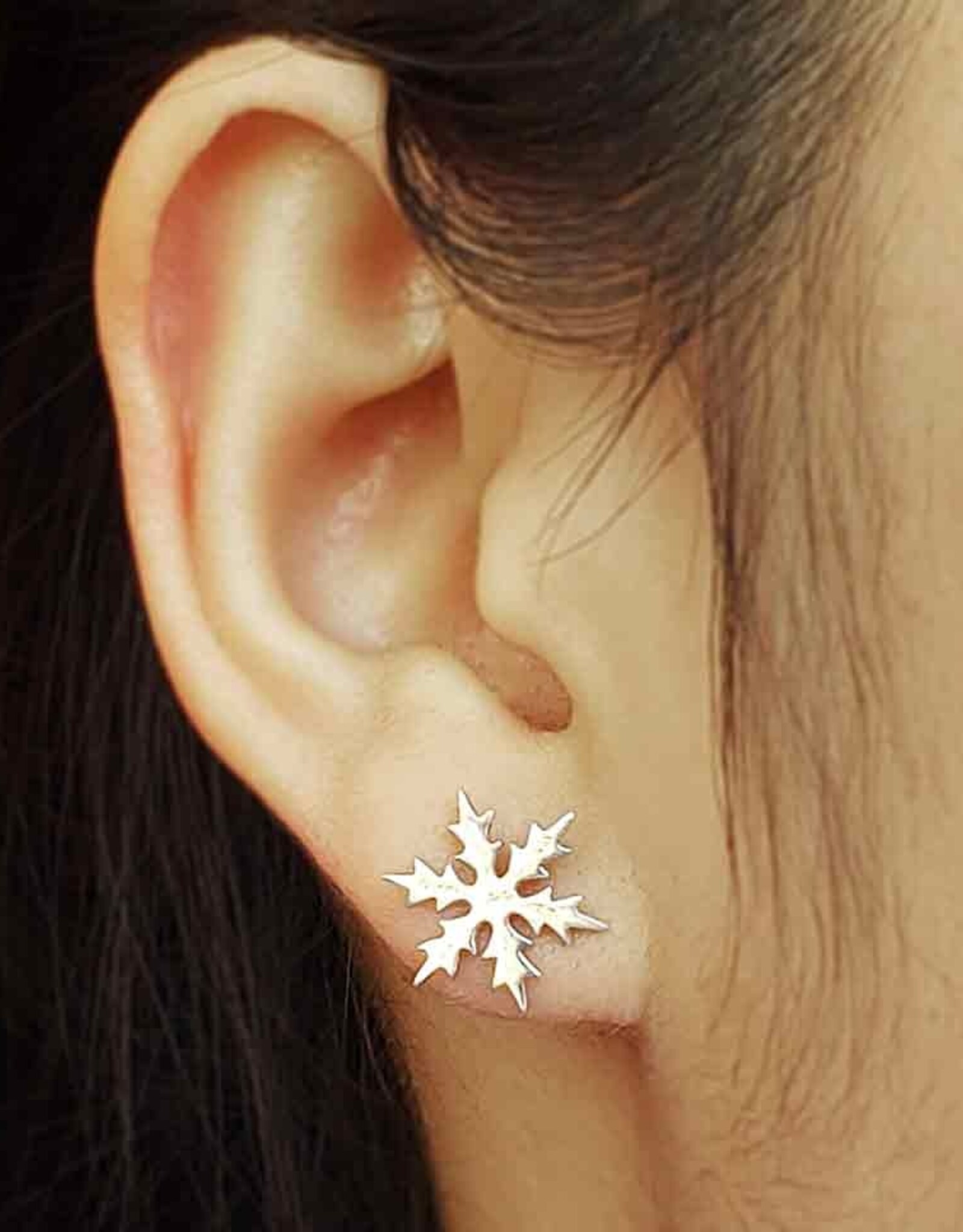 -Sterling Silver Snowflake Post Earrings 11mm