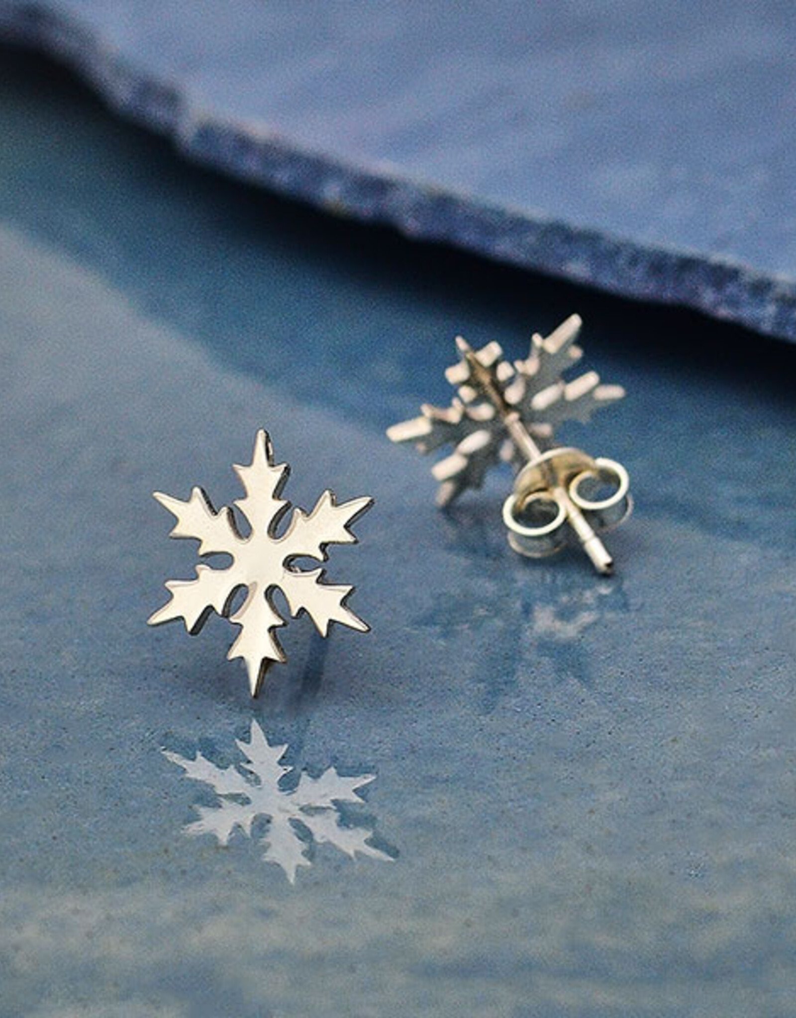 -Sterling Silver Snowflake Post Earrings 11mm