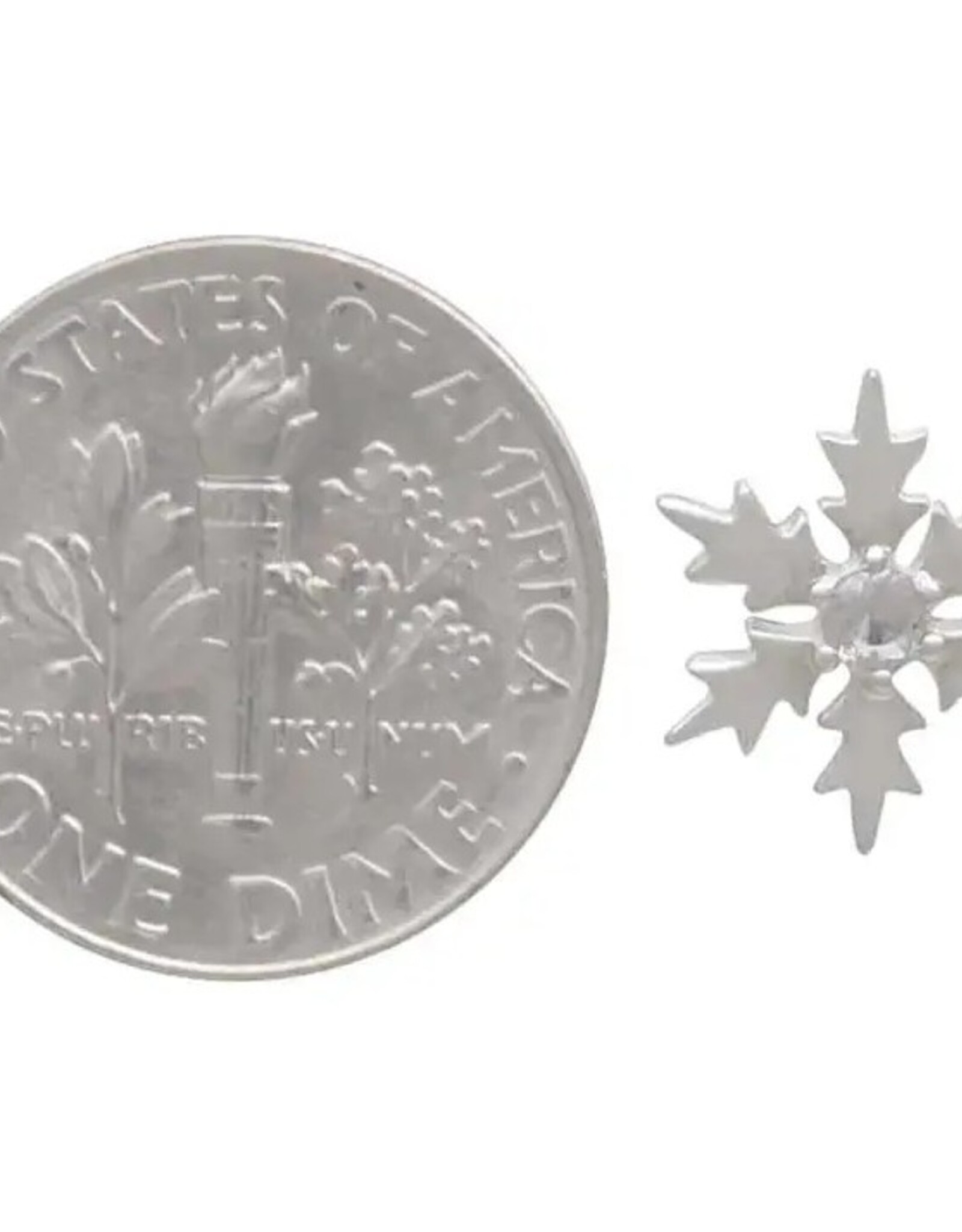 -Sterling Silver Snowflake Post Earrings with Nanogem 11x11mm