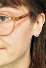 -Sterling Silver Snowflake Post Earrings with Nanogem 11x11mm