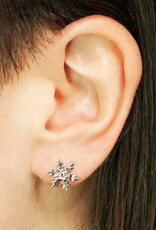 *Sterling Silver Snowflake Post Earrings with Nanogem 11x11mm